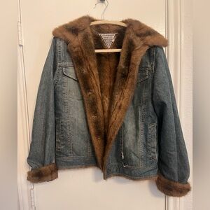 Marvin Richards Penny Lane Vintage Denim with Faux Fur Trim Jacket - S